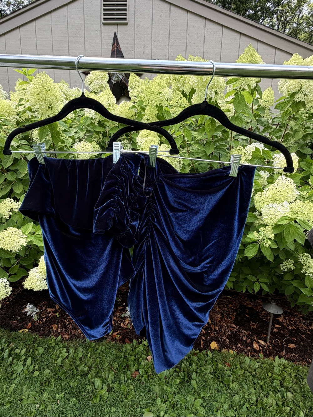 ALIX NYC Velvet Off-Shoulder Bodysuit in Deep Navy